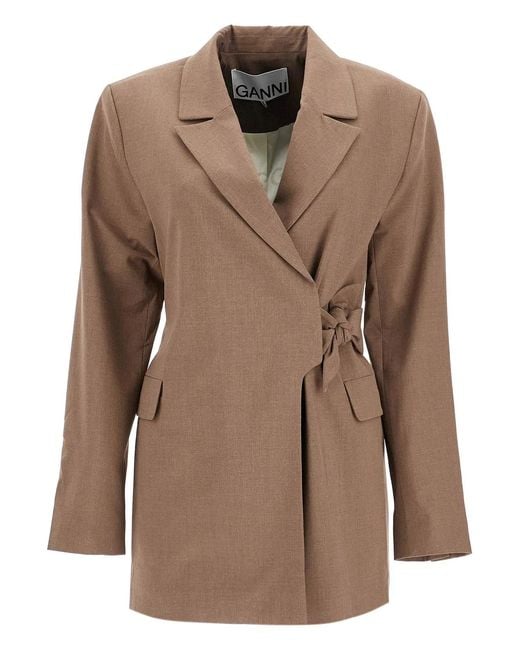 Ganni Brown Asymmetrical Blazer