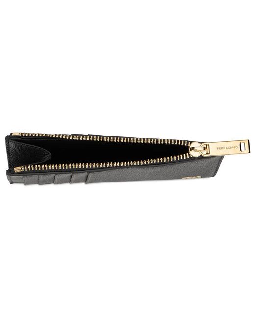 Ferragamo Gray Card Holder Gancini for men