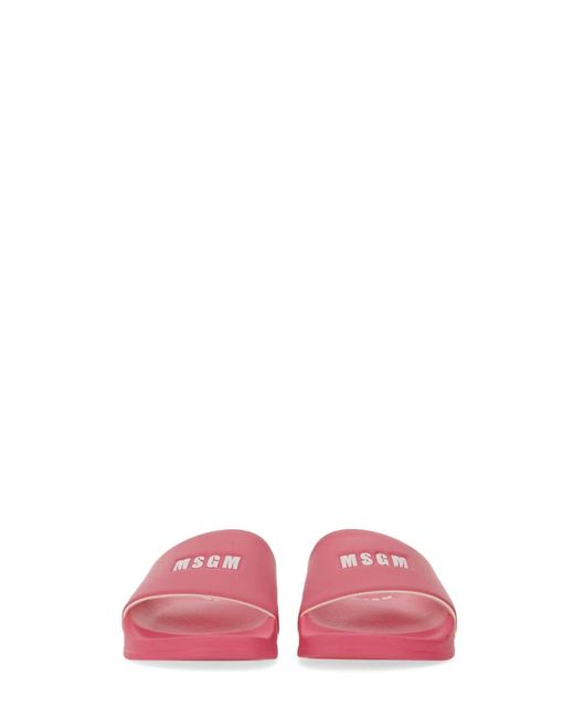 MSGM Pink Slide Sandal With Logo
