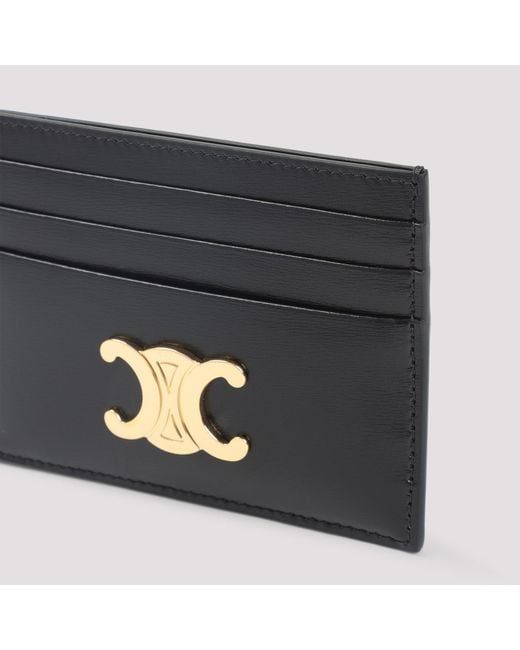 Céline White Triomphe-Plaque Card Holder