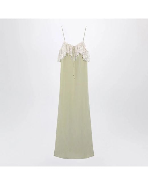 Chloé White Long Dusty Silk Slip Dress