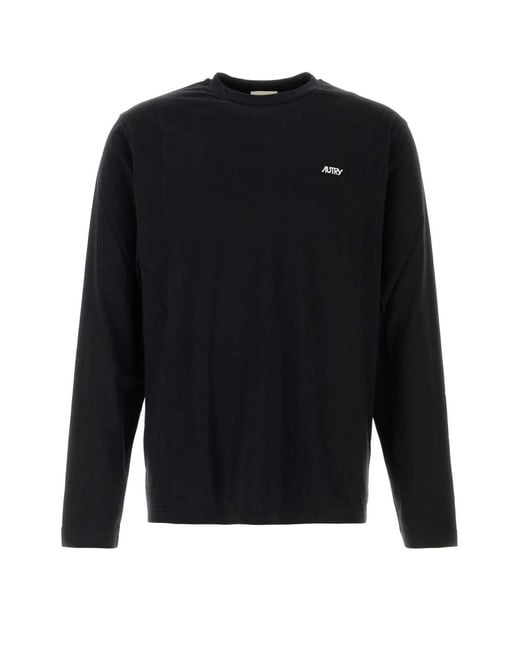 Autry Black 100% Cotton Crewneck T-Shirt for men