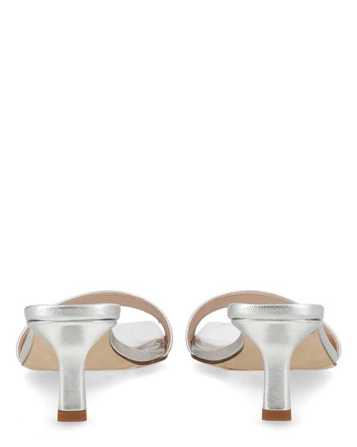 Aeyde White Laminated Nappa Leather Cross Breed Lamb Leather Sandals