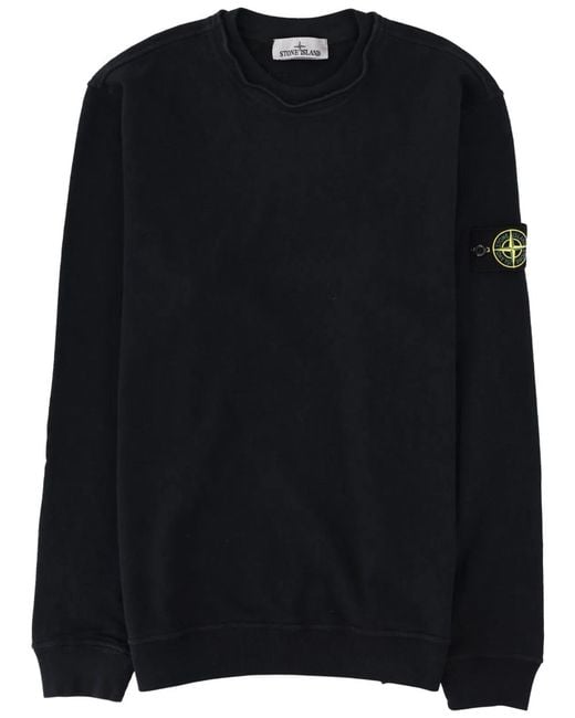 Stone Island Black Felpa Con Patch Logo for men