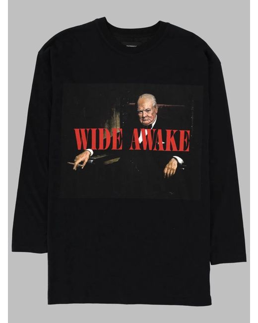 Represent Black T-Shirt "Churchill" A Manica Lunga for men