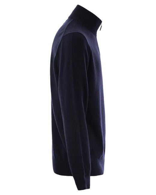 Polo Ralph Lauren Blue Wool Pullover With Half Zip for men