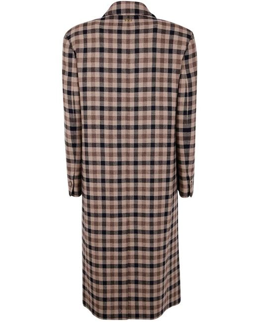 Twinset Brown Classic Check Coat
