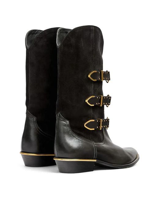 Isabel Marant Black Mexia Boots With Buckle Closure