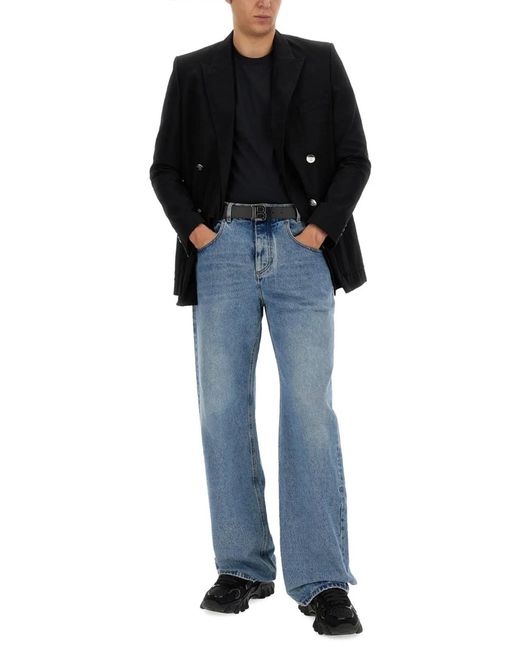 Balmain Black Double-Breasted Jacket for men