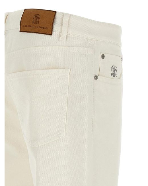Brunello Cucinelli White Traditional Fit Jeans for men