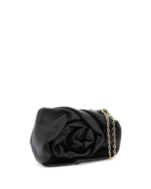 Burberry Black Nappa Leather Rose Clutch