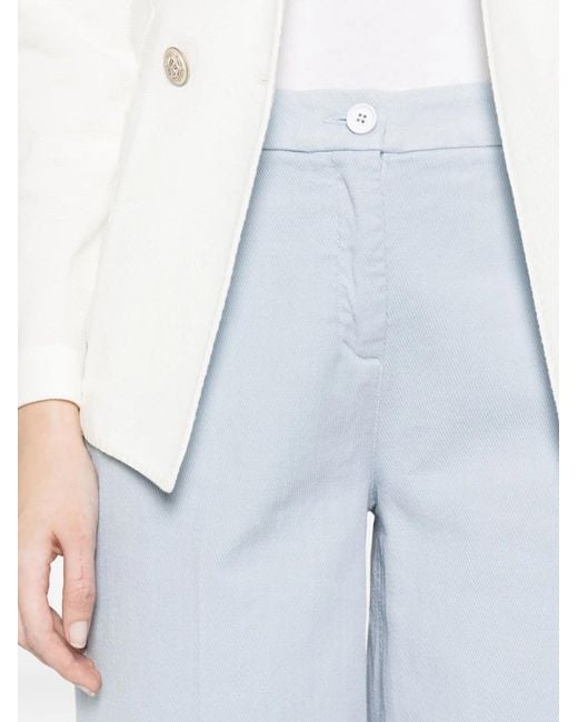 Via Masini 80 White Cotton Wide-Leg Trousers