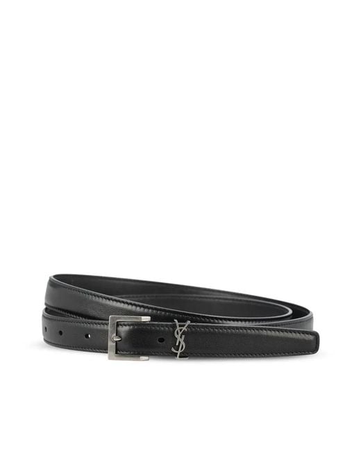 Saint Laurent Black Style Ysl Leather Belt For for men