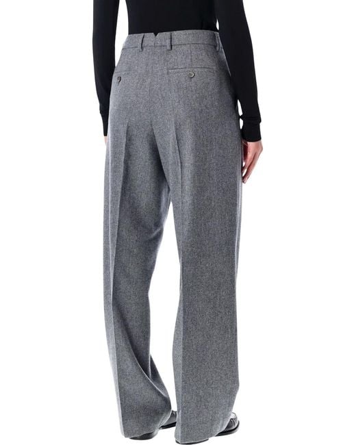 AMI Gray Wool Wide-Leg Trousers