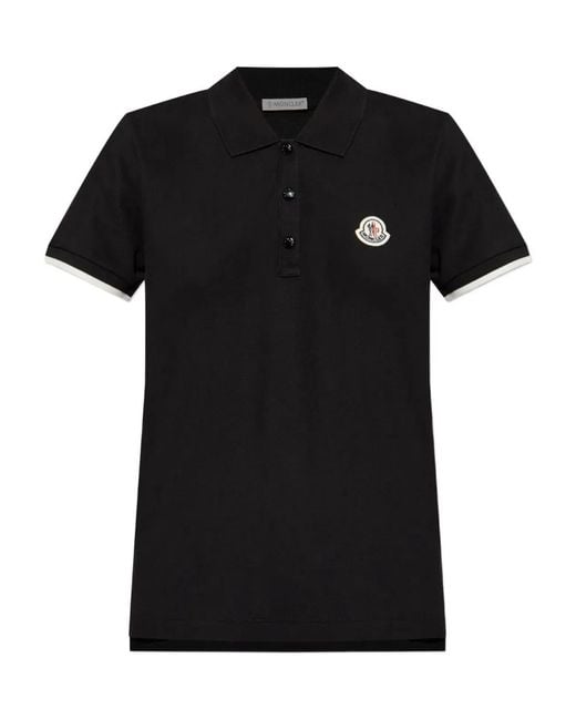 Moncler Black Logo Patch Cotton Piqué Polo Shirt