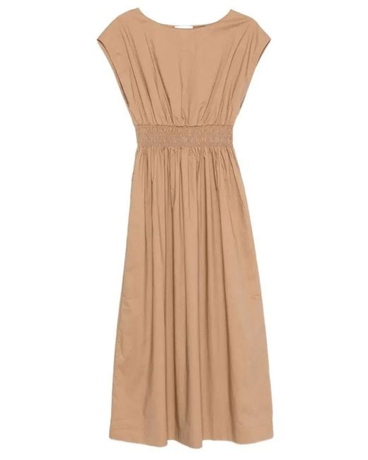 Roberto Collina Natural Elasticated Waist Cotton Midi Dress