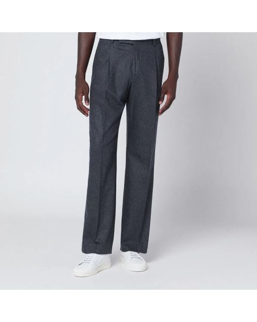 PT Torino Blue Wool And Cashmere Trousers for men