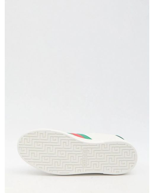 Gucci White Ace Leather Low-Top Sneakers for men
