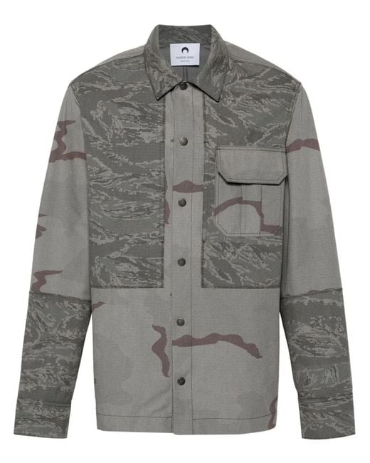 MARINE SERRE Gray Camouflage Print Overshirt for men