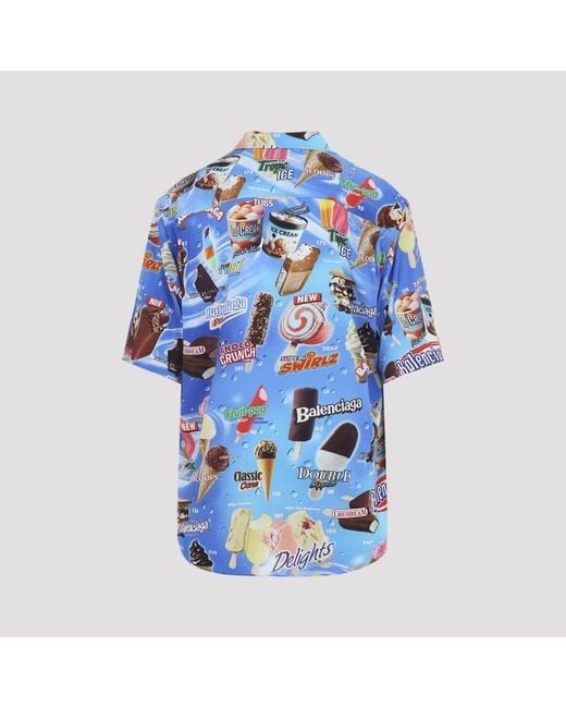 Balenciaga Blue S/S Minimal Shirt for men