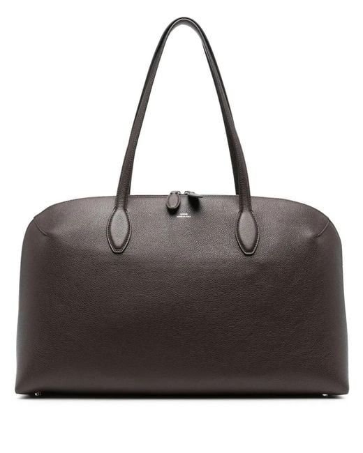 Totême Black Grained Leather Tote Bag