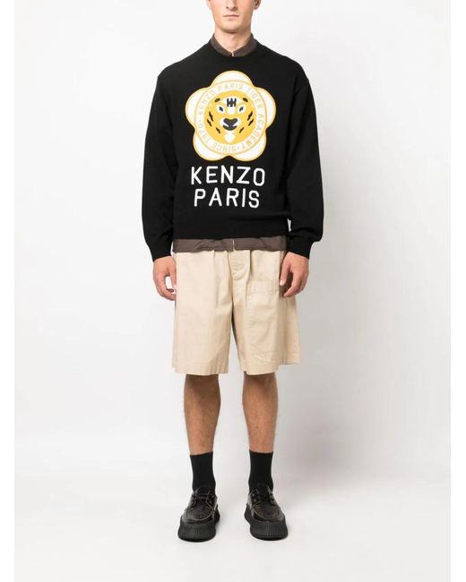KENZO Black Jersey With Logo for men