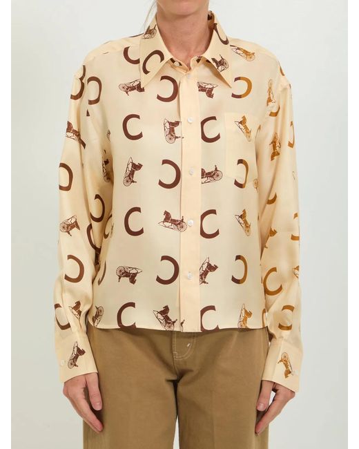 Céline Natural Cropped Printed Shirt