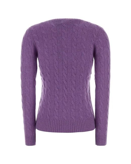 Polo Ralph Lauren Purple Polo Wool-Cashmere Blend Sweater