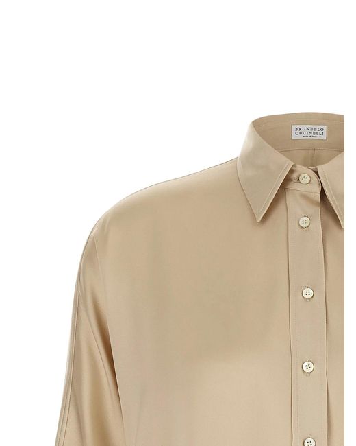 Brunello Cucinelli Natural 'Monile' Satin Shirt