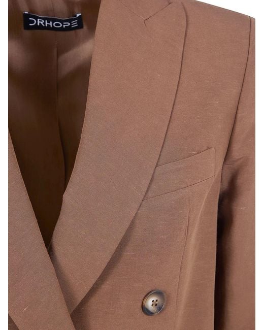 DR. HOPE Brown Double Breasted Blazer Jacket