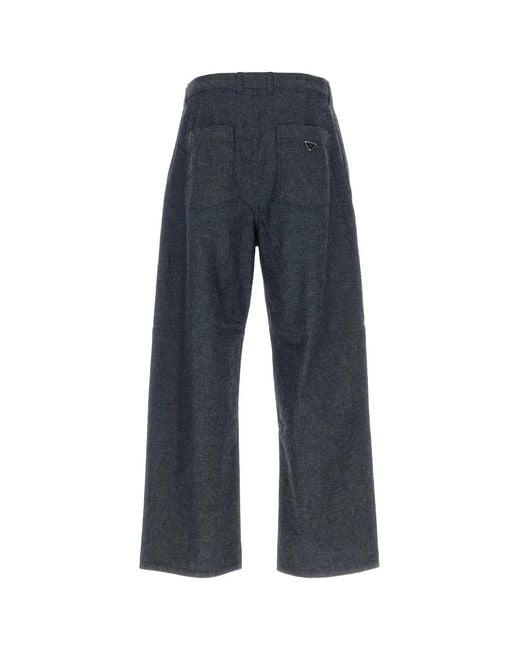 Prada Blue Chambray Pant for men