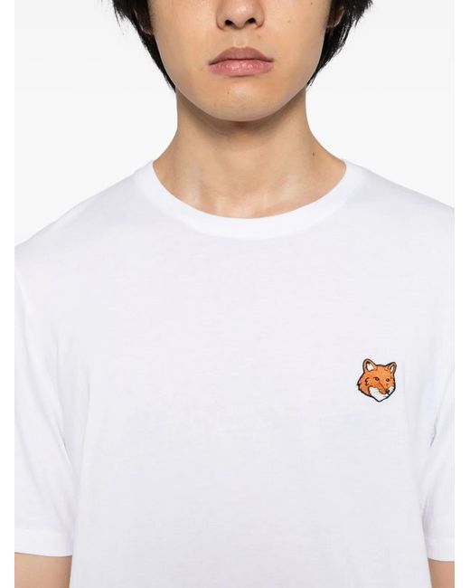 Maison Kitsuné White Maison Kitsuné Fox Head Cotton T-Shirt for men