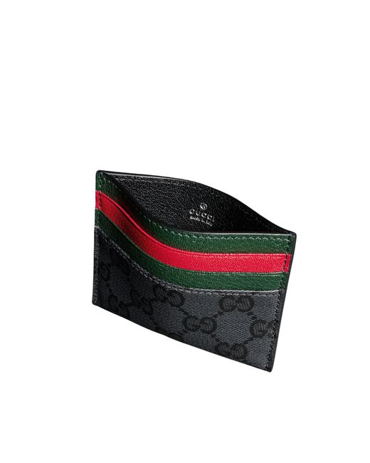 Gucci Red Card Case With Web Card Slots for men