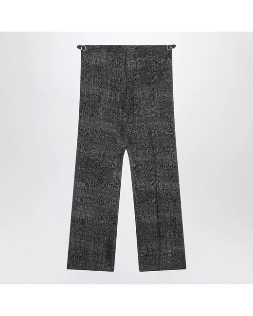 Prada Gray Herringbone Pants for men