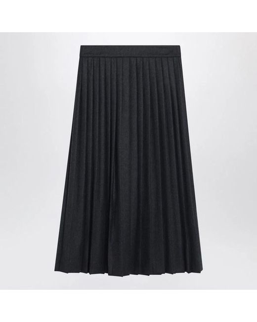 Prada Black Pleated Wool Skirt