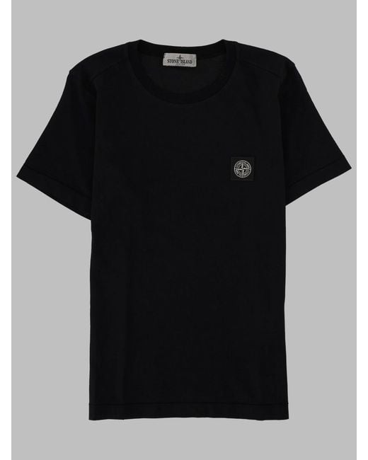 Stone Island Black T-Shirt Con Logo