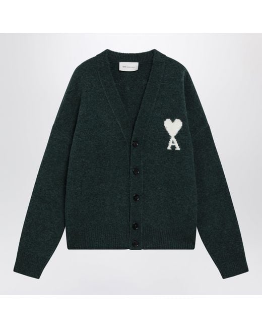 AMI Green Bottle Ami De Coeur Cardigan for men