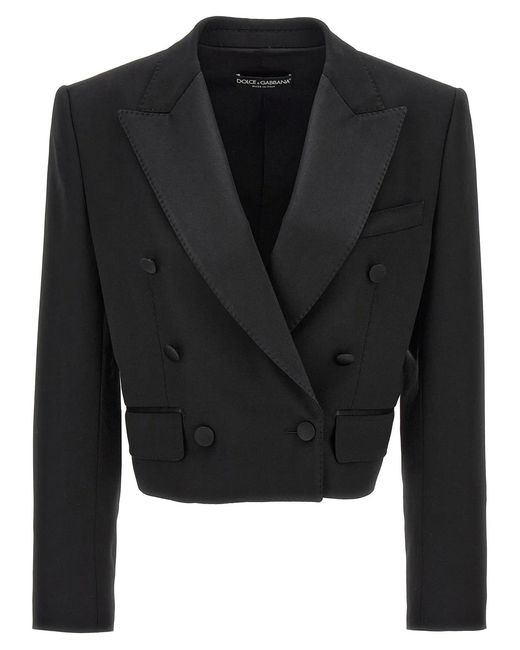 Dolce & Gabbana Black Dolce & Gabbana 'Tuxedo' Crop Blazer