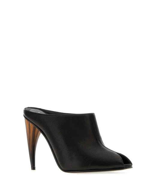 McQueen Black Sandal S.Leather