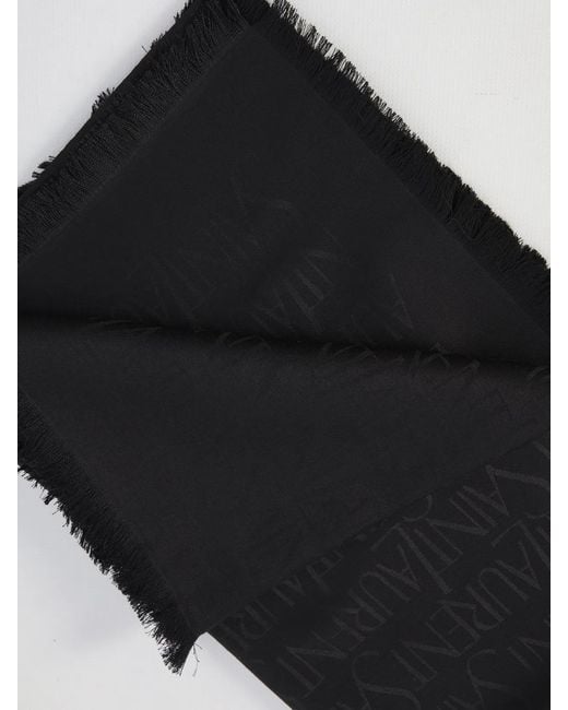 Saint Laurent Black Silk Jacquard Scarf