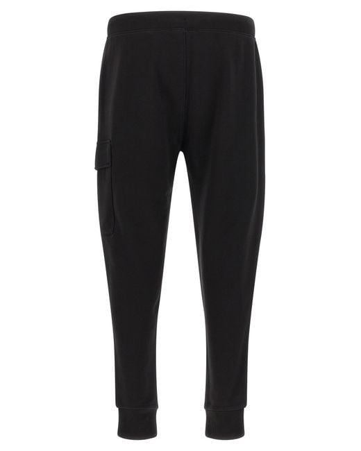 C P Company Black 'Diagonal Raised Fleece' Pants With Lens Detail for men
