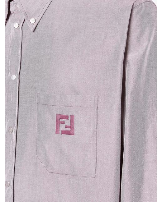 Fendi Pink Oxford Cotton Shirt for men