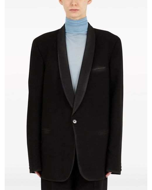 Maison Margiela Black Wool Single-Breasted Blazer Jacket