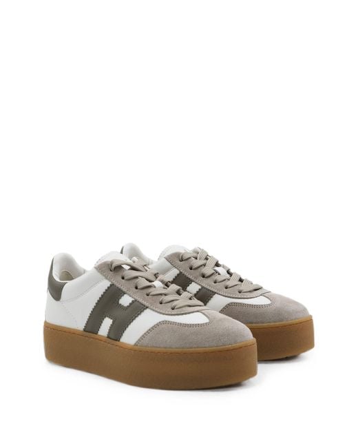 Hogan Brown Logo-Patch Platform Sneakers