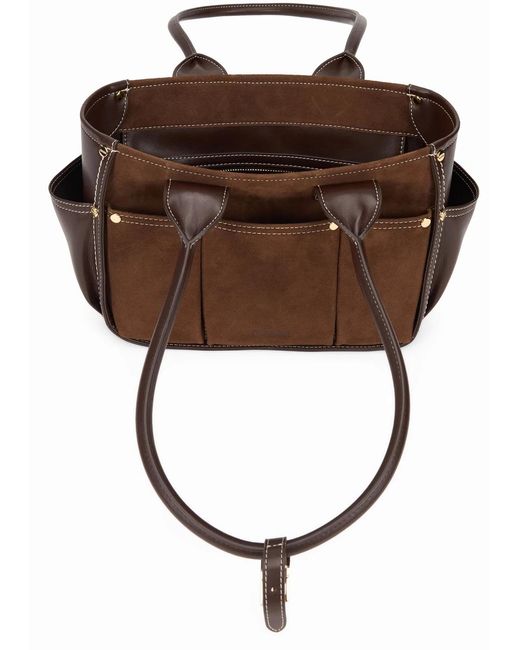 Ganni Brown Small Suede Flower Bag
