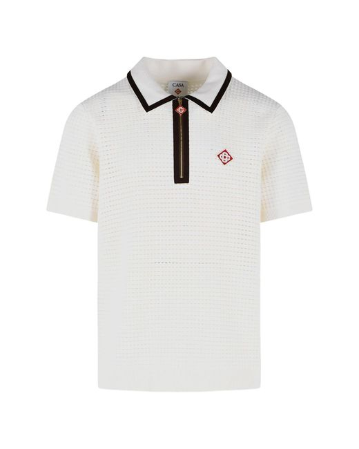 Casablanca White Waffle Stitch Polo Shirt for men