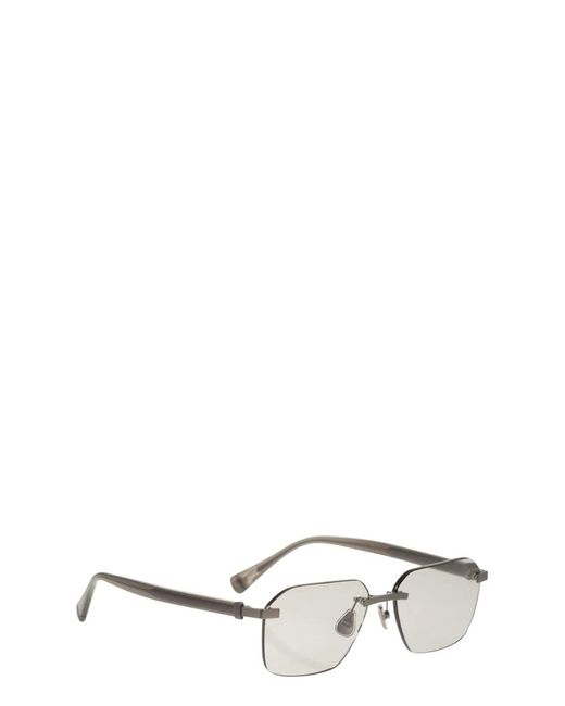 Brunello Cucinelli White Rectangular Titanium Sunglasses for men