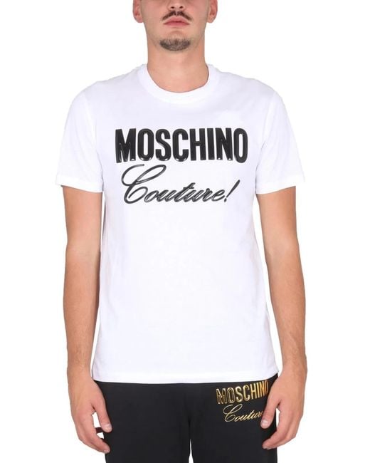 Moschino White Crewneck T-Shirt for men