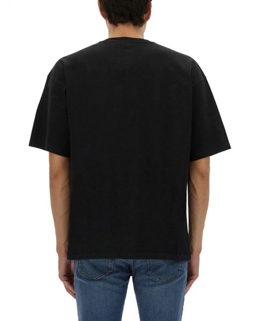 DIESEL Black T-Shirt With Distressed Flock Print for men