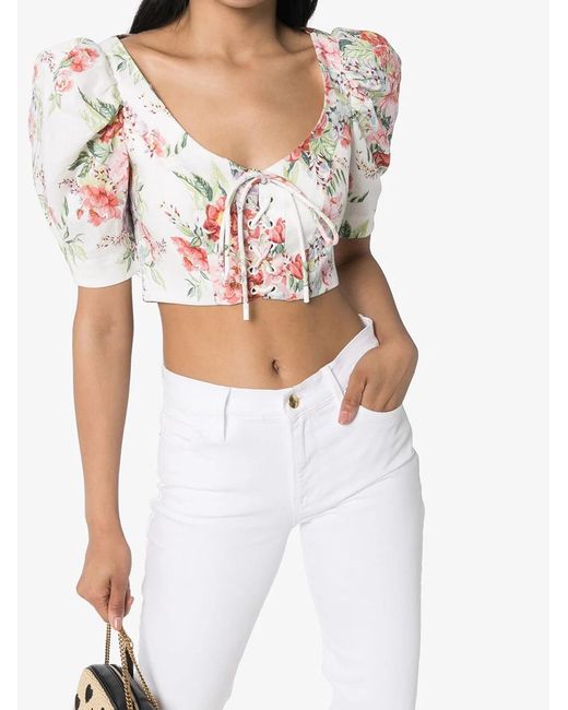 Zimmermann Pink Bellitude Laced Crop Top